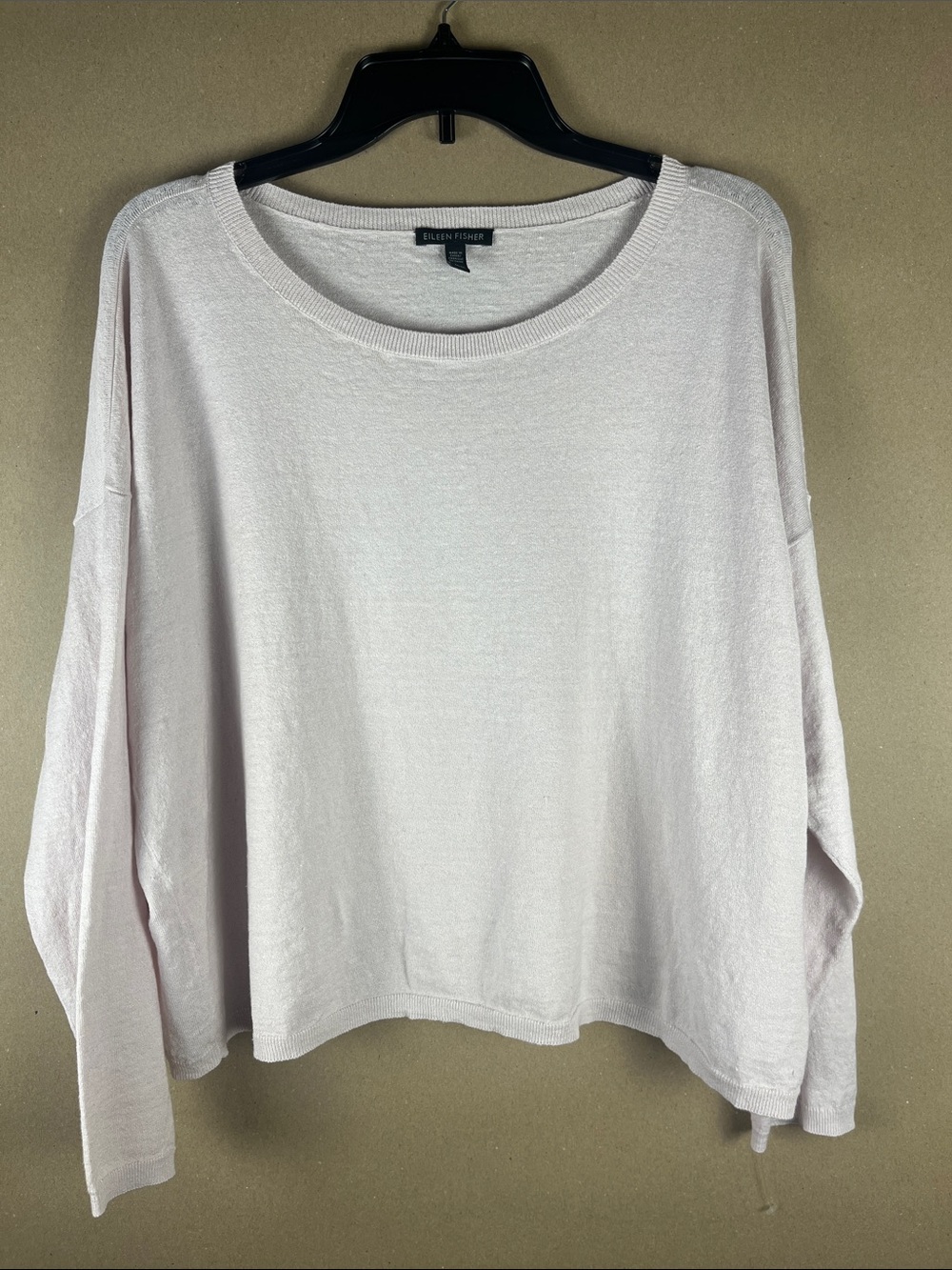 Eileen Fisher Organic Linen Boxy Box-Top Sweater Pale Lavender Pink M NWOT